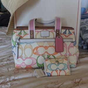 Small Coach Tote and matching coin purse